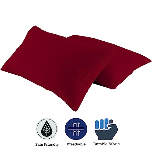 Image of Microfiber Pillow Set of 2 for Sleeping - 16x24 Inches, Burdundy