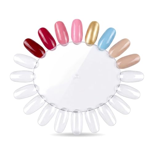20Pcs False Nail Swatches Wheels Nail Wheel Art Plastic Nail Polish Display Wheel for Manicure Swatches for Nail Polish Color Show Nail (Clear 20 Tips)