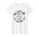 Womens Best VoVo Ever Butterfly Floral Personalized Name T-Shirt