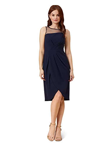 Image of Adrianna Papell Women's Draped Crepe Illusion Dress