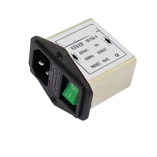 Filtro de alimentacion 220V YB170G-6A: protege tus equipos con seguro e interruptor verde