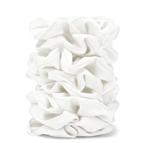 Satin Scrunchies for Women 8PCS White Silk Hair Ties No Crease Frizz-Free Gentle Elastic Hair Bands for Thick & Thin Hair Soft & Stylish Hair Accessories Gifts