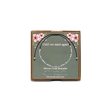 OKEYCH Long Distance Relationship Gift Until We Meet Again Morse Code Bracelets Going Away Gift Farewell Gift for You Presents, Couples, Distant Friendship, Best Friend, BFF, Metal, alloy Cover