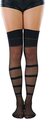 Image of ToBeInStyle Women's Sheer Two Tone Thigh Hi Stocking W /Back Seam