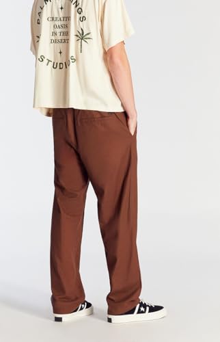 PacSun Men's Brown Linen Straight Trouser Pants2