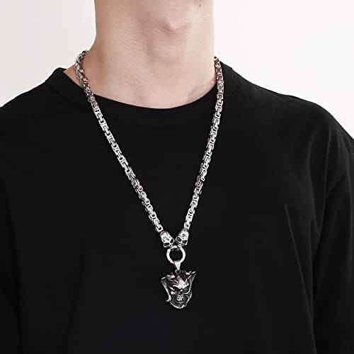 Gothic Skull Snake Necklace for Men Women Stainless Steel Silver Tone Cuban Link Chain Punk Retro Mens Jewelry Pendant Necklace4