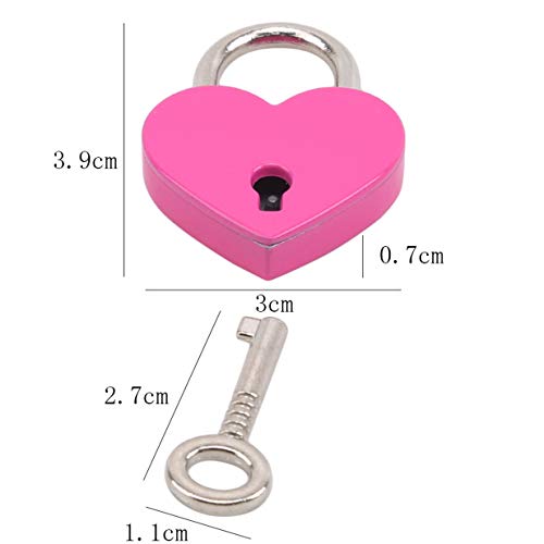 Image of EJY Retro Mini Love Heart Shape Padlock Suitcase Luggage Lock with Keys for Gym,Sports,Employee Locker,Outdoor,Rose Red
