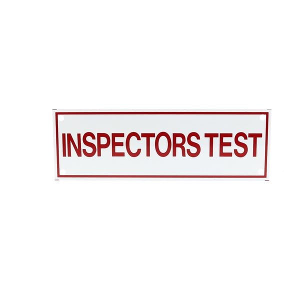 Inspectors Test Sign, Aluminum, 6" x 2" (Red Lettering White Background, Sign Only)