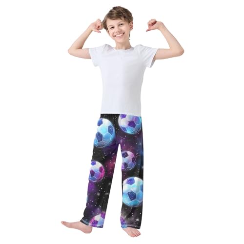 Galaxy Soccer Ball Boys Long Pants Soft Trousers Elastic Waist Kids Lounge Bottoms with Pockets S-XL3