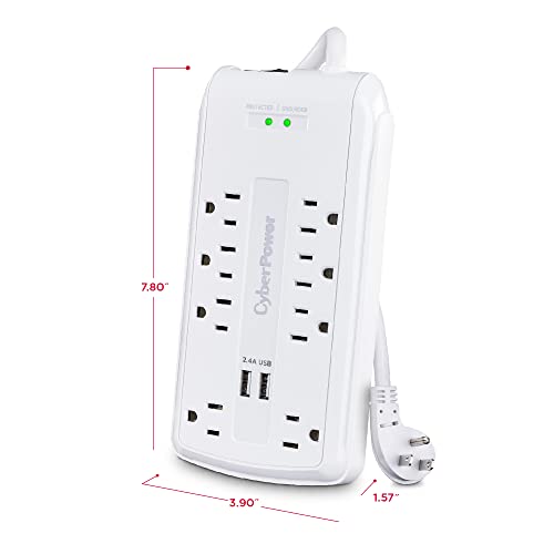 Cyberpower Csp806U Professional Surge Protector, 3000J/125V, 8 Outlets, 2 Usb Charge Ports, 6Ft Power Cord #TOP4