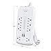 CyberPower CSP806U Professional Surge Protector, 3000J/125V, 15A, 8 Outlets, 2 USB Charging Ports, 6 Foot Cord, White, UL Listed
