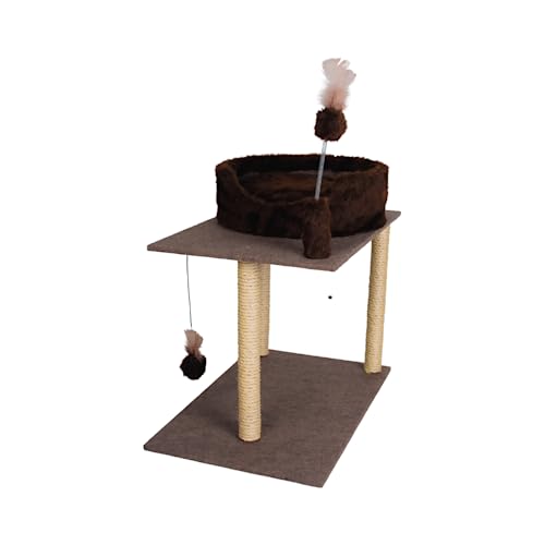 Arranhador Para Gatos 2 Bases Com Cama De Gato E Brinquedo