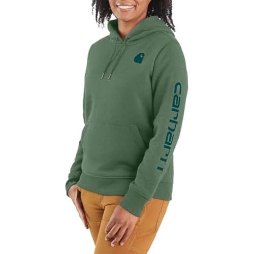 Carhartt Women's Relaxed Fit Midweight Logo Sleeve Graphic Sweatshirt, Frosted