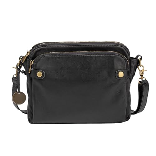 Sac à bandoulière en cuir rétro Gcroet avec trois couches et portefeuille intégré pour femme