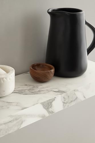 Image of Kate and Laurel Havlock Modern Faux Marble Floating Shelves, Set of 2, 22 x 6, White, Transitional Functional Bathroom and Kitchen Shelves for Storage and Display