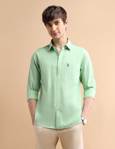 Image of U.S. POLO ASSN. Textured Shirts for Men - 100% Cotton, Full Sleeve Mens Casual Shirts