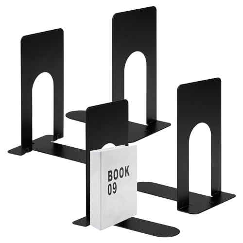 Buchstütze Metall, 4er Pack Buchstützen 80 x 70 x 130mm, Bücherhalter für Bücher, Magazine und DVDs Organzier, Schwarz Bücher Halterung Regal für Kinder, Schule, Bibliothek Buchstütze Metall, 4er Pack Buchstützen 80 x 70 x 130mm, Bücherhalter für Bücher, Magazine und DVDs Organzier, Schwarz Bücher Halterung Regal für Kinder, Schule, Bibliothek