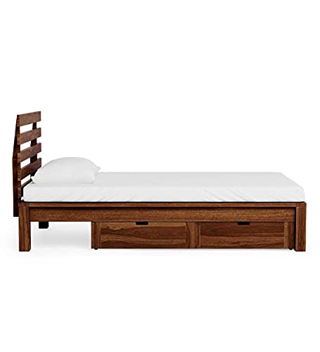 Image of KR Furniture Single Bed Without Storage | Solid Sheesham Wood Wooden Cot (6 x 3 Ft) | Low Height Bed Frame for Bedroom, Guest Room & Living Space | Honey Finish