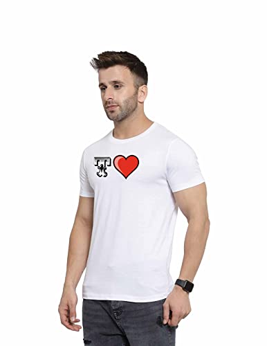 Image of Love Printed T-Shirt for Men and Women Alphabet with Love Heart Graphic Printed T-Shirt Half Sleeve T-Shirt