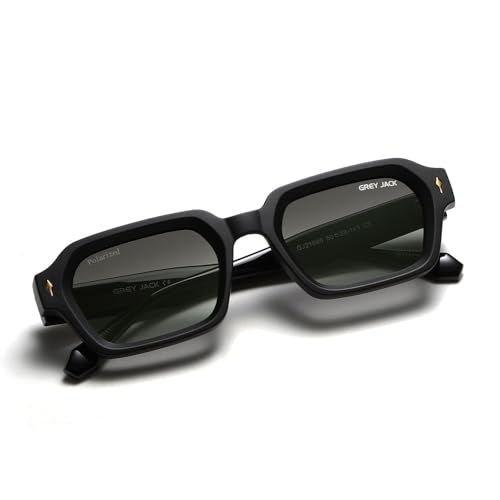 Image of grey jack TR90 Rectangle Polarized Sunglasses for Men Women,Stylish Full Rim Eyewear for UV Protection 21040