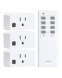 200FT Long Range Wireless Remote Control Outlet, Mini Electrical Outlet Plug, 15A/1875W High-Power Remote Light Switch for Lamps, Fans, Household Appliances, FCC & ETL Listed (3 Outlets + 1 Remote)