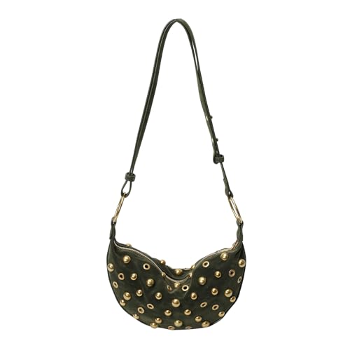 OWGSEE Studded Purse Trendy Studded Handbag Hobo Crescent Bags Y2K
