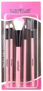 Kit KP5-9 com 5 pincéis para maquiagem Macrilan - Rosa, Macrilan