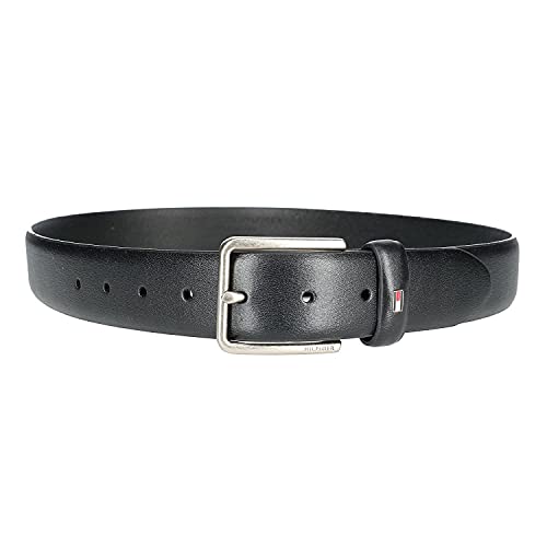 Tommy Hilfiger Men's Smooth Feather Edge Leather Belt, 40, Black