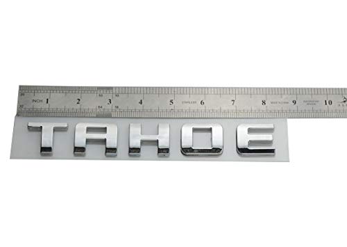 Image of 2pc Chrome Tahoe Emblem Door Trunk Tailgate Badge NAMEPLATE 3D Raised Strong Adhesive Fit for 07-17 Chevy Trunk Cars (Silver)