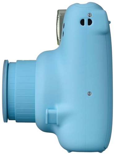 Image of instax mini 11 instant film camera with 1 x 10 shot instant film cartridge, Automatic exposure, selfie lens, hand strap, Sky Blue colour