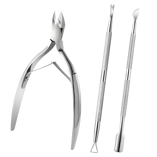Ensemble 3 Pièces Coupe Cuticule Ongle,Repousse Cuticule Avec Fourchette Pince Cuticule Ongle, Manucure Professionnelle Cuticle Remover, Pour Éliminer Les Peaux Mortes Et Les Cuticules Des Ongles