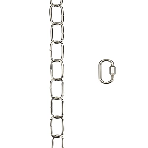 Image of Aspen Creative 21111-11,Steel 3 Feet Heavy Duty Chain & Quick Link Connector for Hanging Up Maximum Weight 40 Pounds-Lighting Fixture /Swag Light /Plant in Nickel.11 Gauge.