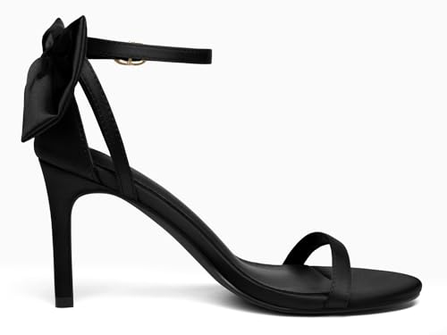 Image of Coutgo Womens Ankle Strap High Heels Open Toe Stiletto Bow Tie Knot Heeled Sandals Fashion Wedding Dress Pump Shoes