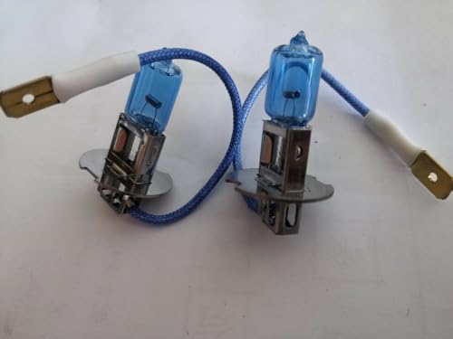QXNASU Fits EZGO, Club Car, Yamaha Golf Cart H3 Headlight Blue Bulb Halogen (2) BULBS