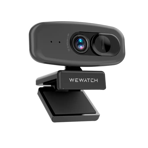 1080P Webcams with Microphone, WEWATCH PCF1 Web Camera with Privacy Cover for Laptop Computer PC, Plug & Play USB Webcam Work with Live Streaming Conference, Zoom/Skype/FaceTime (Black)