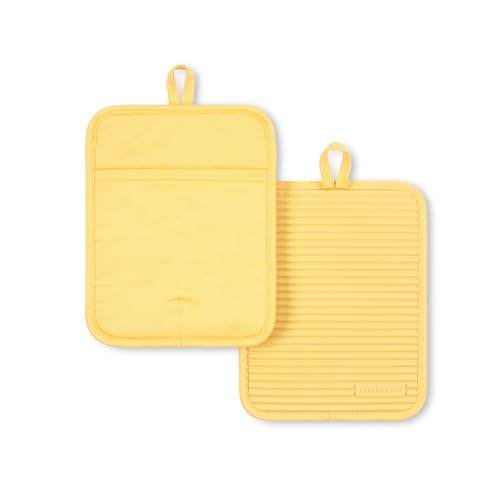 KITCHENAID Ribbed Soft Silicone Pot Holder 2-Pack Set, 2025 Color of The Year, Butter Yellow, 7