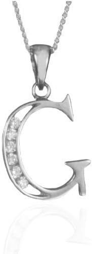 Designer Inspirations Boutique Alphabet/Initial Letter G Sterling Silver Pendant Necklace With Sparkly CZ Stones