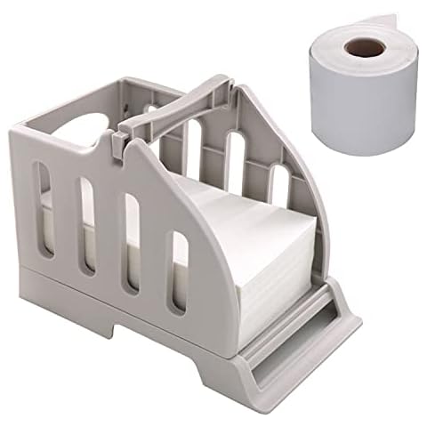 HuPop External Label Paper Holder for Label Rolls and Fan-Fold Stack Labels - Plastic Label Holder Compatible with Desktop Thermal Barcode/Sticker Label Printer for Supermarket Retail Store (M) Cover