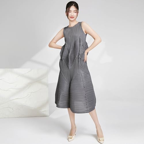 Meufam Women Summer Casual T Shirt Dresses Beach Cover up Plain Pleated Tank Dress2