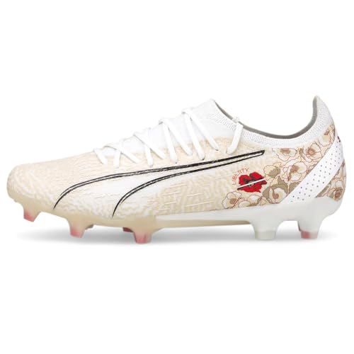 Puma - Womens Ultra Ultimate Liberty Fg/Ag Shoes, Size: 7 M US, Color: Puma White/Puma Black/Sun Kiss