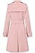 Betusline Women's Long Trench Coat Waterproof Double Breasted Classic Windbreaker Jacket Lapel Overcoat Outerwear with Belt, Pink, XS