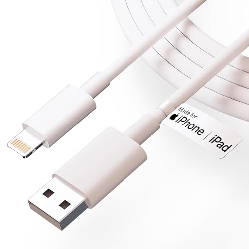 Image of iPhone Original USB to lighting Charger Cable [MFi Certified, 2 YEAR WARRANTY*] Fast PD Charging Cable Compatible for iPhone 14,13, 12,11, X, XS,XR, 8, 7, 6, 5, Plus Pro Max Mini iPad, Macbook - White