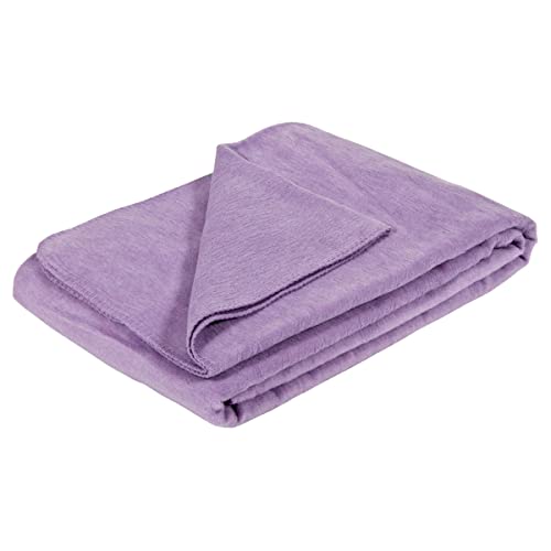 Yogabox Flauschige Kuscheldecke 100x150 cm, Wolldecke einfarbig, Pflegeleichte Baumwolle, kuschelig weich und angenehm warm, Flieder, 100 x 150 cm Cover