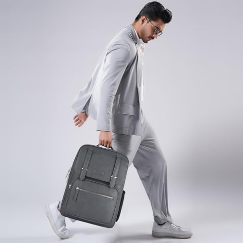 Image of SAULT Vegan Leather Casual 15.6 Inch Laptop Travel Business College Office Backpack for Men & Women