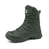 QKLMWES Men's Military Tactical Combat Boots with Side Zipper Casual Outdoor Mountaineering Trekking Commando Army Desert Jungle Backpacking Shoes (Green,11)