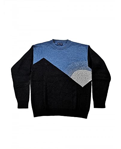 Pull Misti baby alpaga bleu noir vêtement hiver maille bicolore