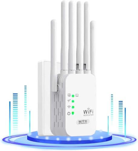 Repetidor WiFi Largo Alcance Amplificador señal WiFi,Extensores WiFi,con 6 Antenas,2 Puertos...