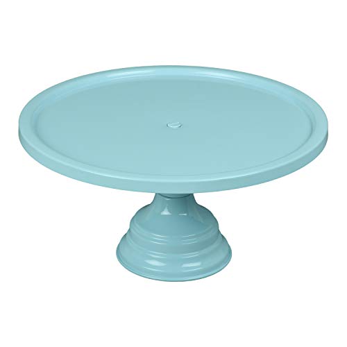 Image of Non Revolving Cake Stand Pedestal 11 inch Diameter (Top), Strong Metal (Sky Blue)