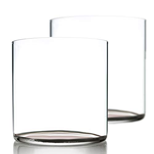 Amehla "Bare Ultra Thin Cocktail Glasses 12-ounce Double Old Fashioned Whiskey Glasses - Bar Set for use as Mixed Drinking Cup - Bourbon Tumblers, or Minimalist H20 Water Drinking Glass - (2)