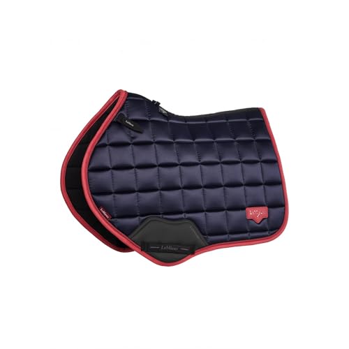 LeMieux Loire Classic Close Contact Square Saddle Pad - Saddle Pad for Horses - Equestrian Riding Equipment and Accessories - Navy/Cranberry - Large